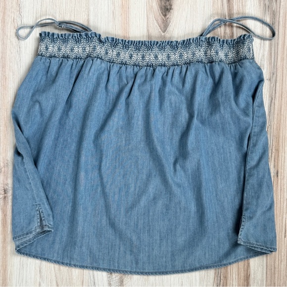 Vince Camuto Summer Bloom Chambray Embroidered Tank Top Size XL - Picture 7 of 11